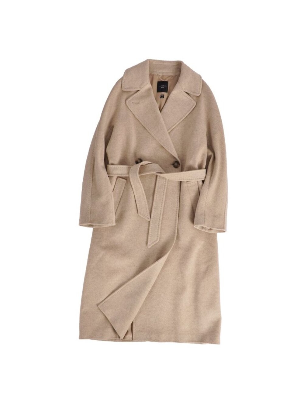 Max Mara Weekend Coat Long with Belt Wool Beige
